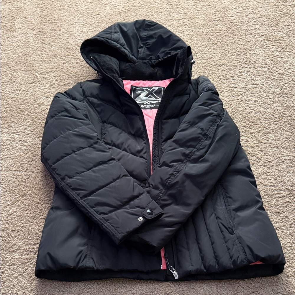 ZeroXposur Black Puffer Jacket with Pink Lining